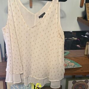 Lane Bryant Size 18 Gold and White Tiered Tank Top